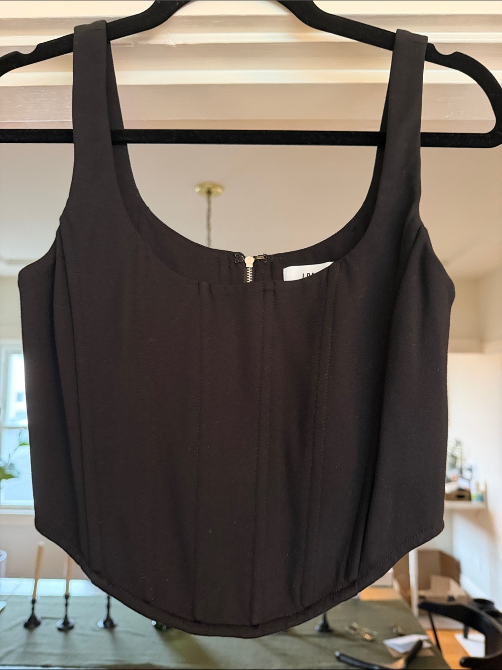 LPA size small Black Scoop Neck Cropped Corset Top